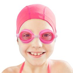 Kids Swim Goggles & Case, Pink