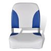 Boat Seats 2 pcs Foldable Backrest Blue-white Pillow 16.1"x14.2"x18.9"