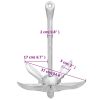 Folding Anchor with Rope Silver 7.1 lb Malleable Iron