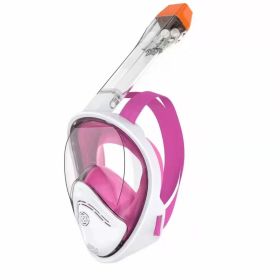 Snorkeling Mask; Full Face Snorkeling & Diving Mask With 180Â° Panoramic View With Longer Vent Tube; Waterproof; Anti-Fog & Anti-Leak Technology Mask; (Color: pink, size: M/L)