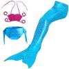 3PCS Kids Girls Swimsuit Bathing Suits Bikini Fish Tail Set