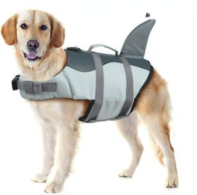 Dog Life Jacket Shark; Dog Lifesaver Vests with Rescue Handle for Small Medium and Large Dogs; Pet Safety Swimsuit Preserver for Swimming Pool Beach B (Colour: Rose, size: M)