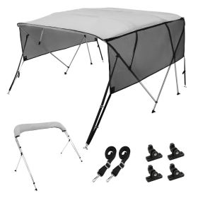 VEVOR 4 Bow Bimini Top Boat Cover, Detachable Mesh Sidewalls, 600D Polyester Canopy with 1" Aluminum Alloy Frame, Includes Storage Boot, 2 Straps (default: default)