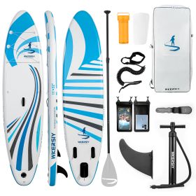 inflatable paddle board 11'  Sup including sup paddle, paddleboard backpack, pump, leash (Color: Grey)