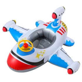 Baby Swimming Circle Airplane Float Pool Swimming Ring Inflatable Circle Child Seat With Steering Wheel Horn Summer Beach Toys (Colour: White)