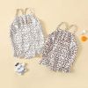 Baby Girl Floral Print Pattern Lace Design Sling Swimsuit Onesies In Summer